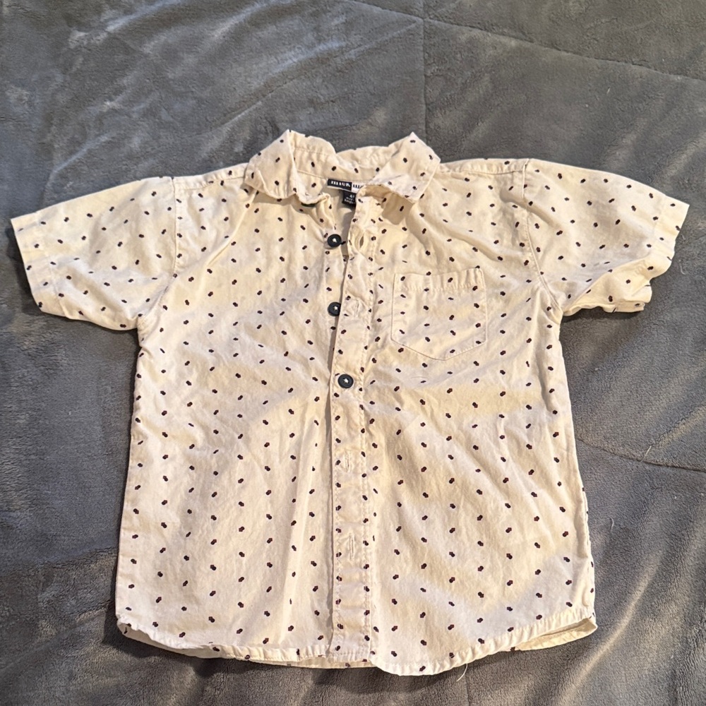 Kids Beige Polka Dot Button Down Shirt